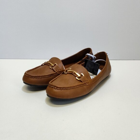 Aerosoles Buckle Loafer Day Drive Moccasin 12W Cognac Flexible Diamond Outsole - Picture 1 of 11